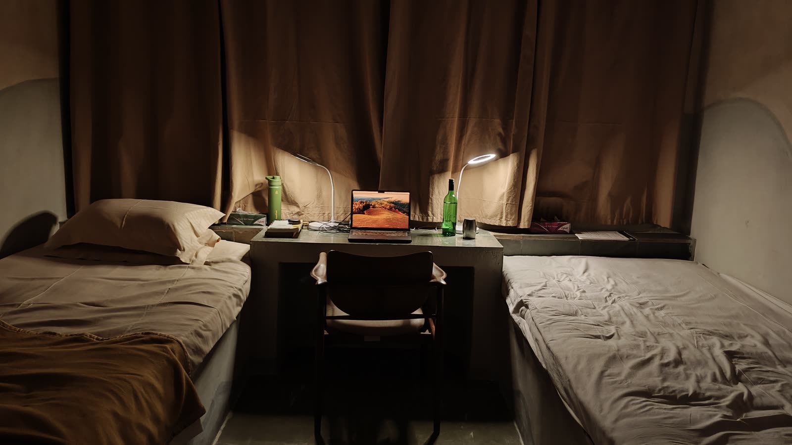 A late-night desk session