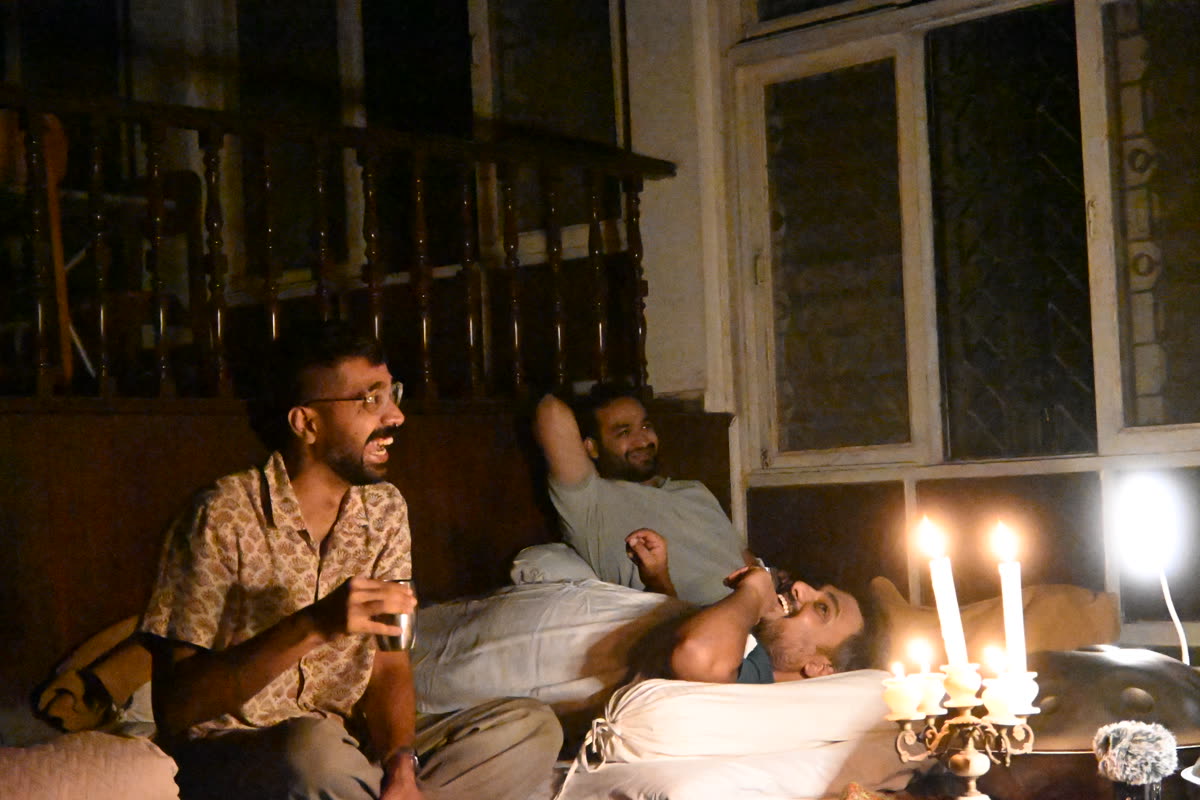 Residents gathered by candlelight for a handpan session at Soch